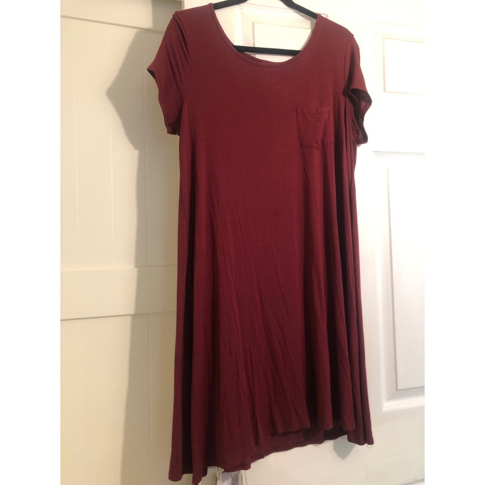 Maroon T-shirt dress